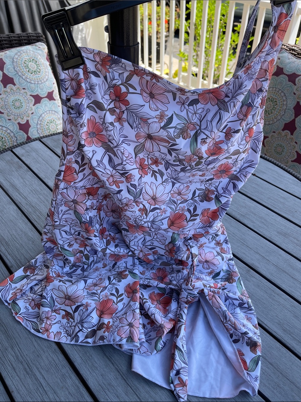 Women’s One-Shoulder Floral Swim Bodysuit in Orange - Picture 3 of 3